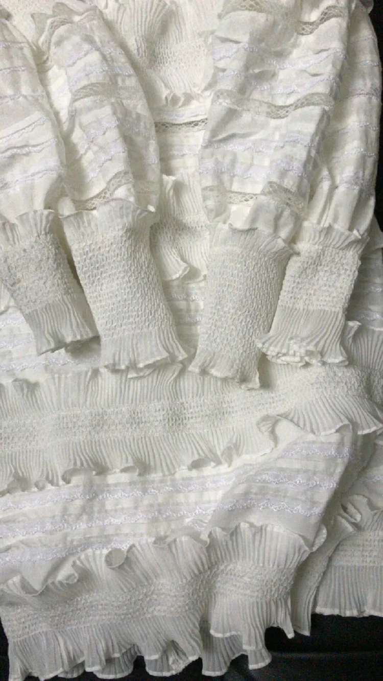 Tang летнее платье 2019 женское белое с длинным рукавом Boho кружевное мини вышивкой