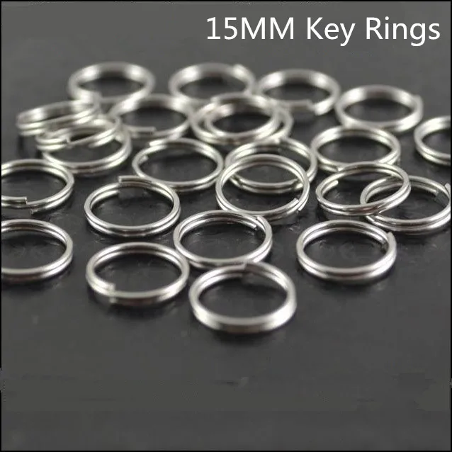 50pcs Keyring Split Ring 15mm Key Ring For Keychain Making Sleutelhanger Diy Accessories Key Chain Clip Stainless Steel