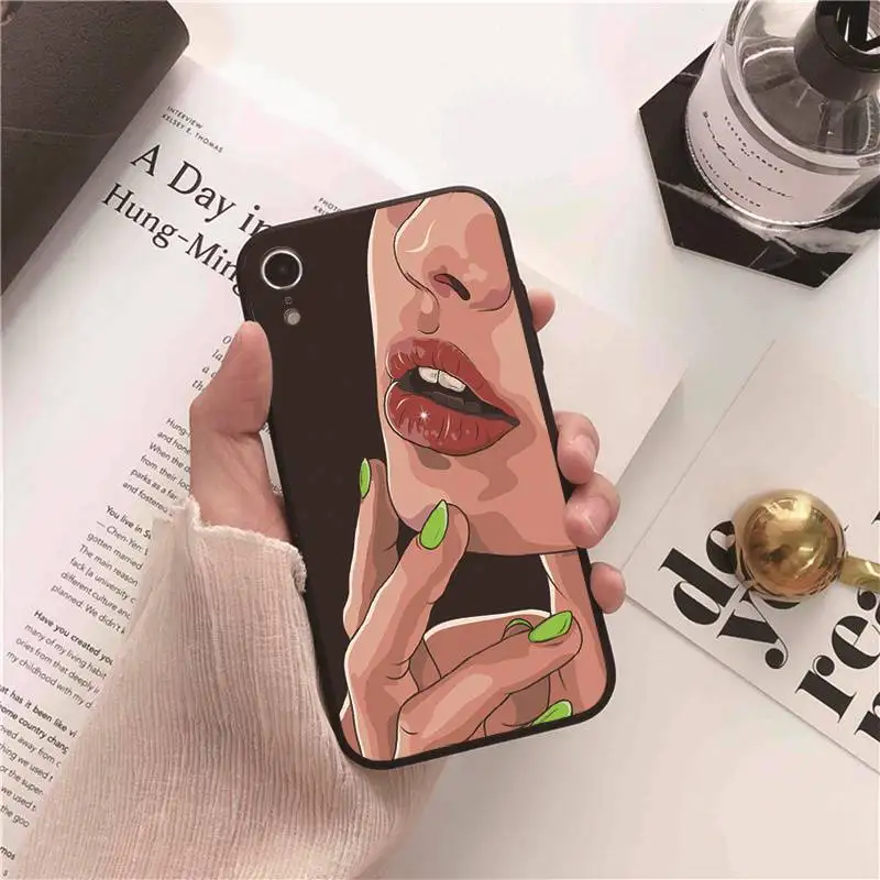 Yinuoda сексуальная девушка красные губы силиконовый чехол для телефона iPhone 8 7 6 6S 6Plus