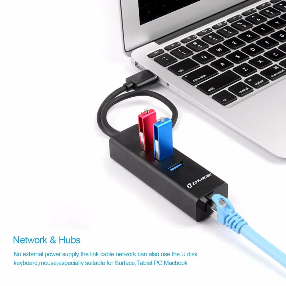 Zoweetek usb-хаб USB 3,0 для RJ45 Gigabit Ethernet Wi-Fi адаптер Lan сетевая карта 10/100/1000 Мбит/сек 3 Порты для Windows XP/7/8/10