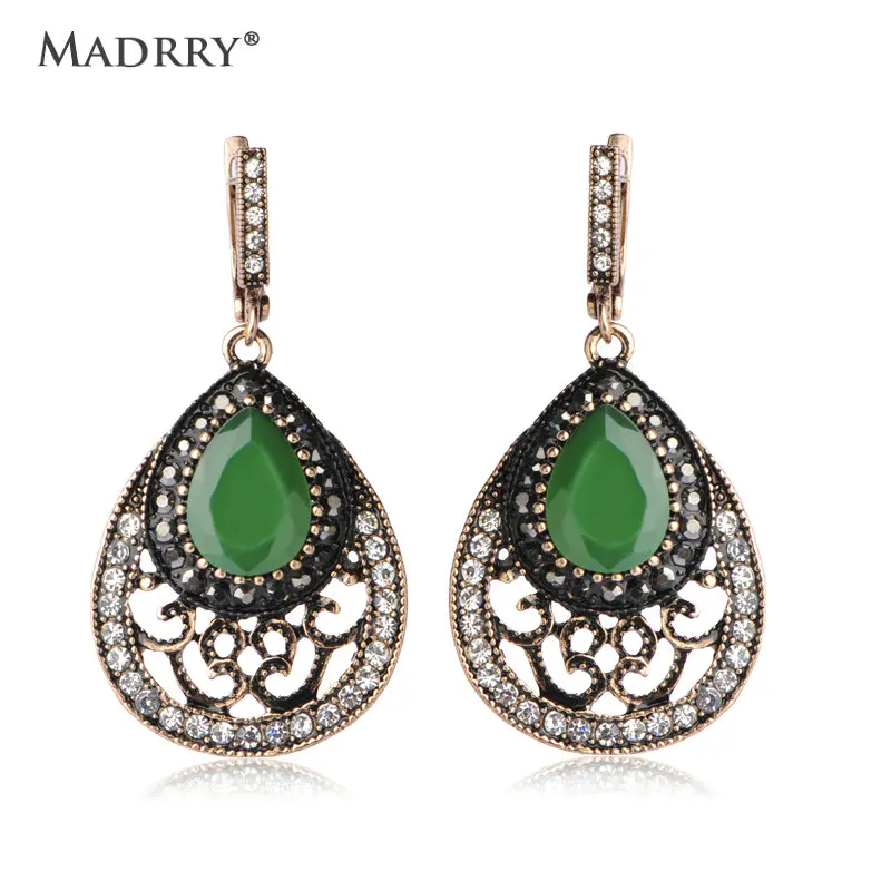 

Madrry New Arrival Luxury Royal Blue Crystal Earings For Women Fashion Men Vintage Brincos Bijuterias Turkish Jewelry Bijoux