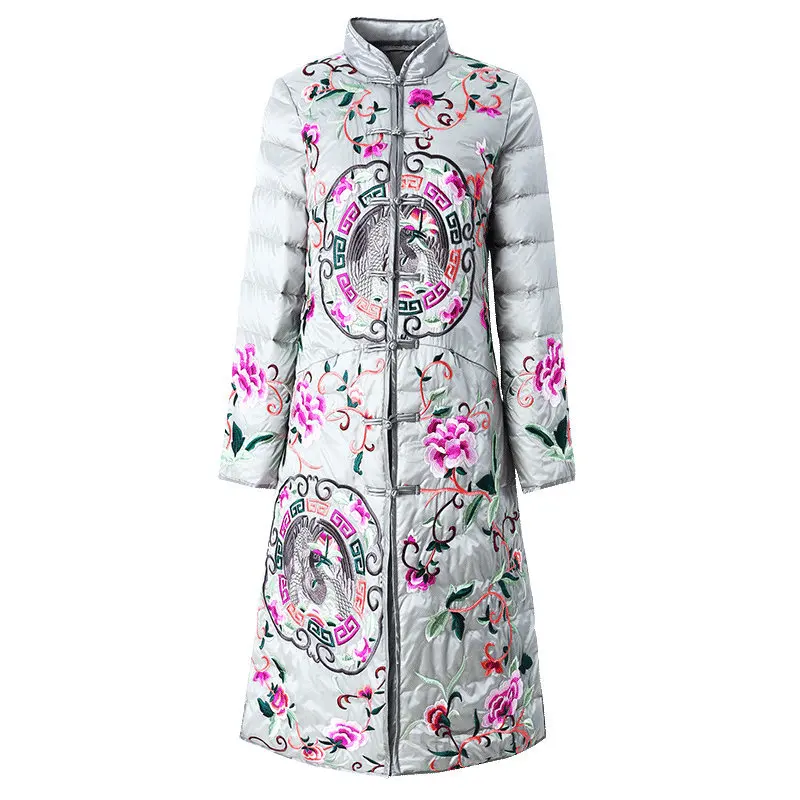 Фото 2017 New Women Down Coats vintage Flowers Embroidered Long White Duck Jacket Ladies Thick Warm Winter Slim Outwear SUN161 Женская 2017 New Women Down Coats vintage Flowers Embroidered Long White Duck Jacket Ladies Thick Warm Winter Slim Outwear SUN161 Женская
