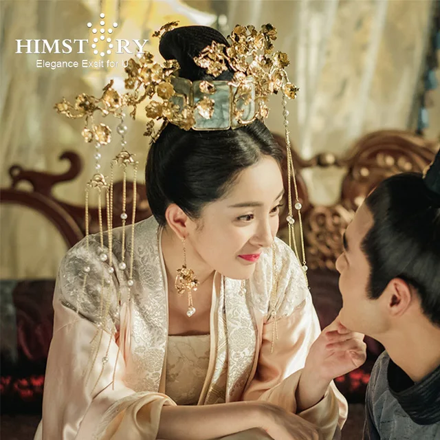 

HIMSTORY Luxurious Traditional Chinese Wedding Hair Accessories Costume Chinese Style Princess Queen Hairwear Headpiece Jewelry