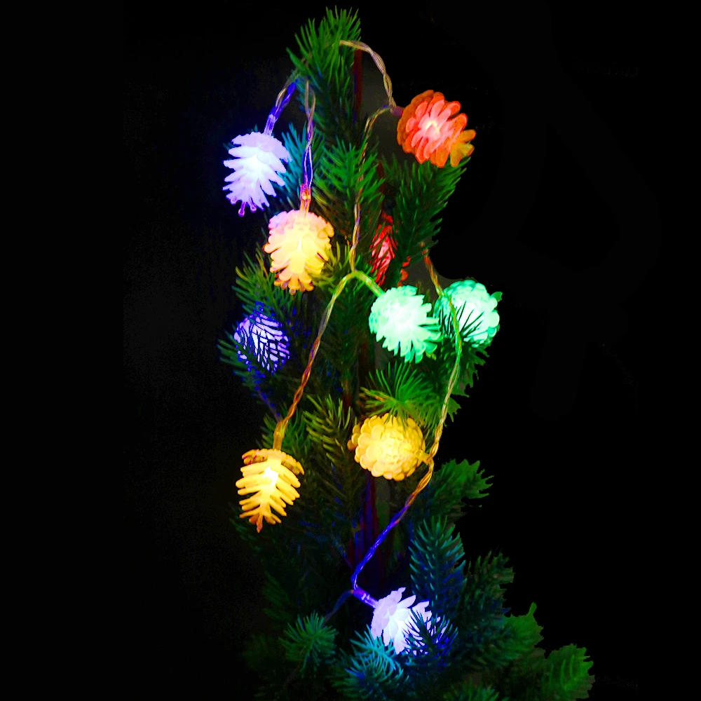 10 Pinecones LED String 100cm Length Holiday Pineal Lantern Light with AA battery box 3 colors for party Christmas decoration HQ | Лампы и