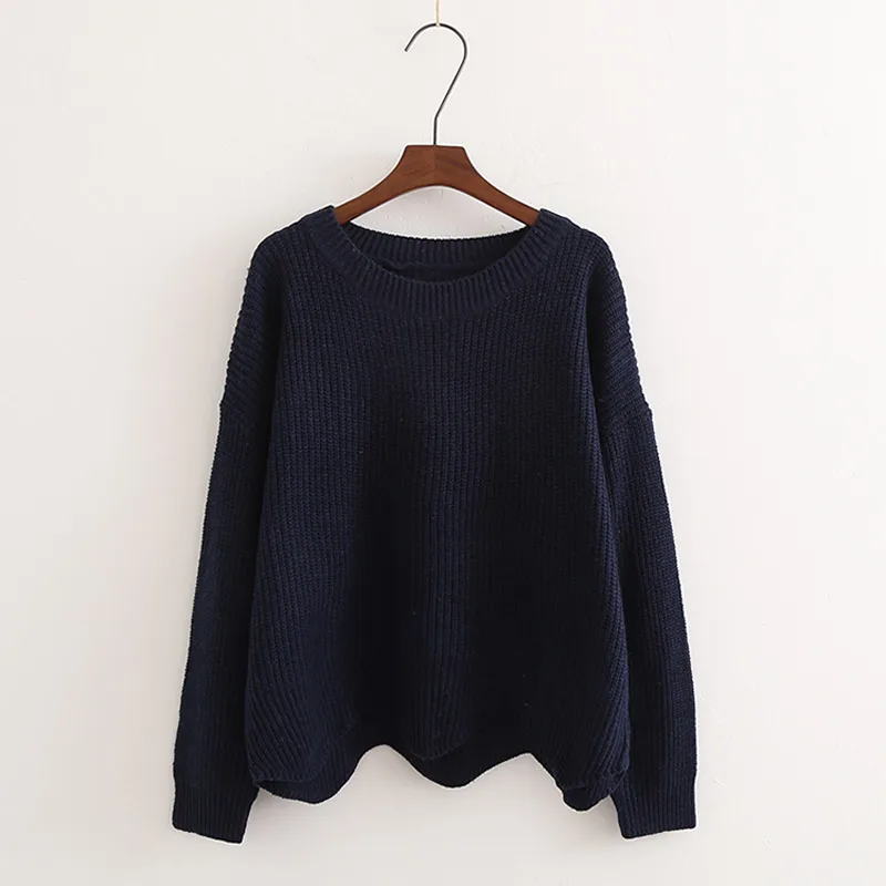OMCHION Autumn 2018 O Neck Women Sweaters And Pullovers Casual Solid Waves Irregular Jumper Knitted Female Loose Variegate WMY80 | Женская