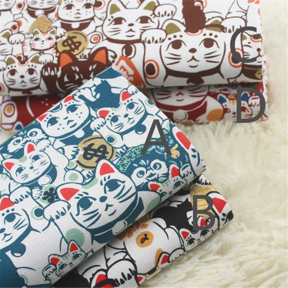 Оригинальный дизайн 4 вида цветов японский металлик золото Maneki Neko Fortune Cat хлопок