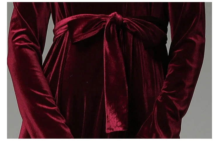 Весенне-осеннее велюровое платье для женщин с длинным рукавом и поясом кружевное