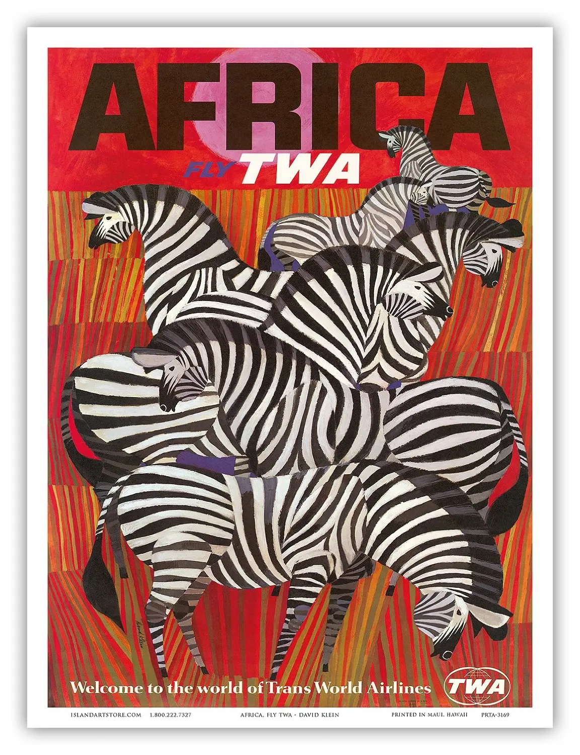 Zebras Африка TWA красота пейзаж путешествие мир старинный ретро-постер из