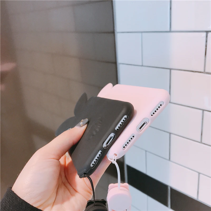 Silicone 3D Cute Bunny Rabbit Ears Tail Back Phone Case For iphone 7 8 plus X 6 6S Plus 5 5S SE |