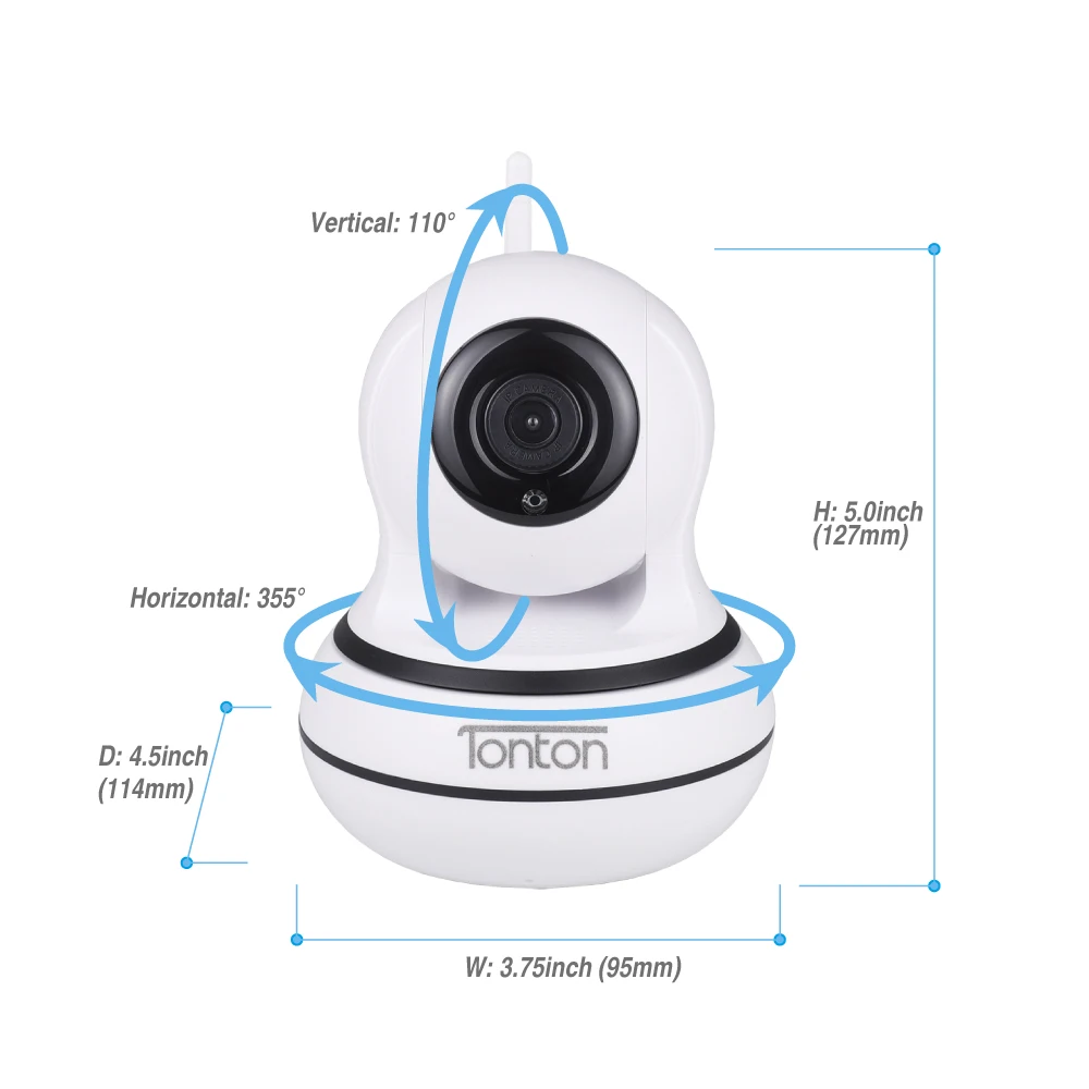 Tonton 1080P Беспроводная IP камера, домашняя камера видеонаблюдения, WiFi камера, двухсторонняя аудио камера видеонаблюдения, детский монитор YCC365