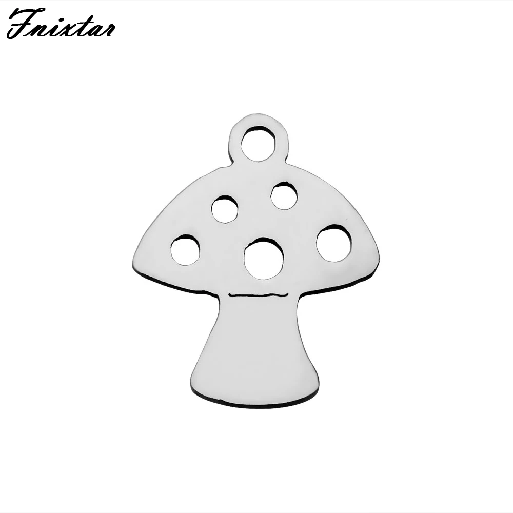 Fnixtar DIY Jewelry Polished Stainless Steel Mushroom Hollow Charms Fittings For Making Necklace Metal 12*14mm 20pcs/lot | Украшения и