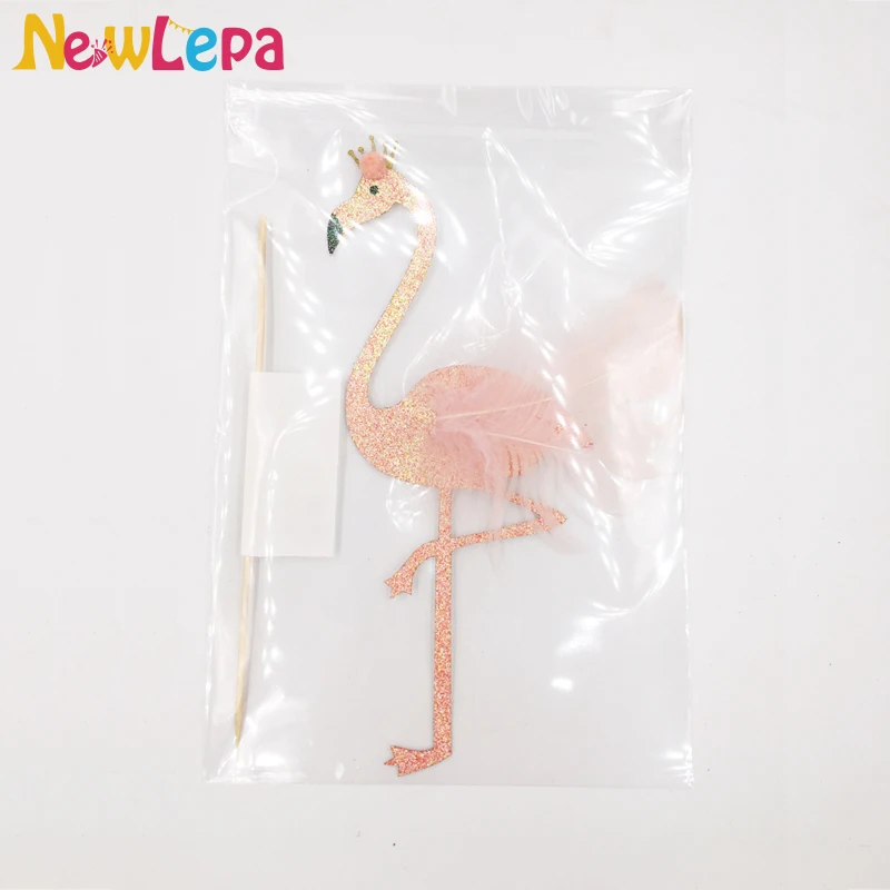Большие частицы блестящего пера фламинго торт Топпер Тропический гавайский Бохо