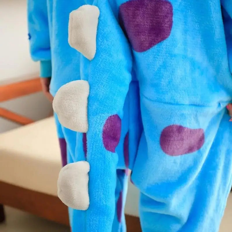 Flannel Sulley Sullivan Monster adult onesies Pyjamas Cartoon animal costume Pajamas Unisex pijamas sleepwear party clothes | Женская