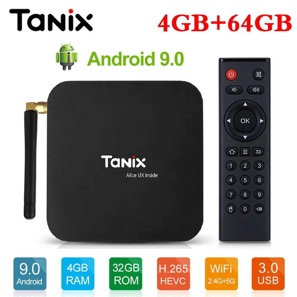ТВ приставка Tanix TX6 Android 9 0 Allwinner H6 4 ядра + 32/64 ГБ 2 1 ГГц Wi Fi|ТВ-приставки и