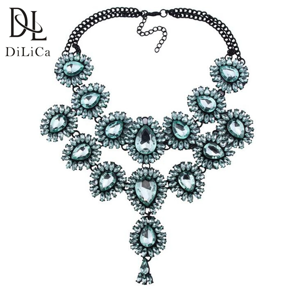 

DiLiCa Trendy Crystal Statement Necklace Pendant Women Multi-layer Charms Choker Necklaces & Pendants Jewelry naszyjnik