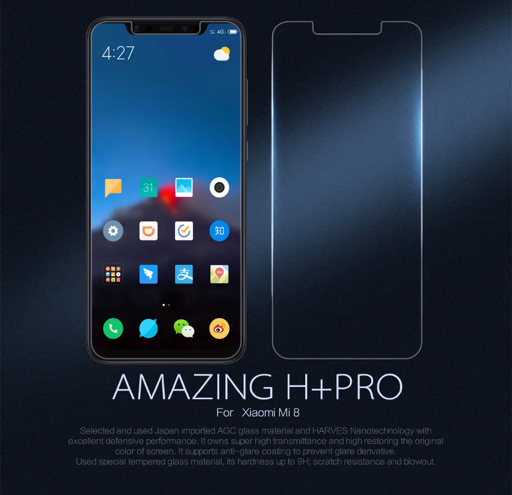Пленка Nillkin из закаленного стекла для Xiaomi Mi 8 Amazing H + Pro Nano противовзрывная твердая
