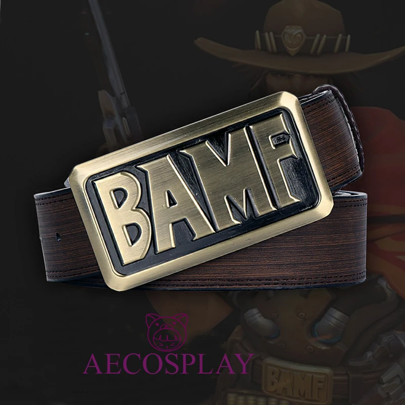 Ремень bamf для косплея коричневый ремень из искусственной кожи с пряжкой