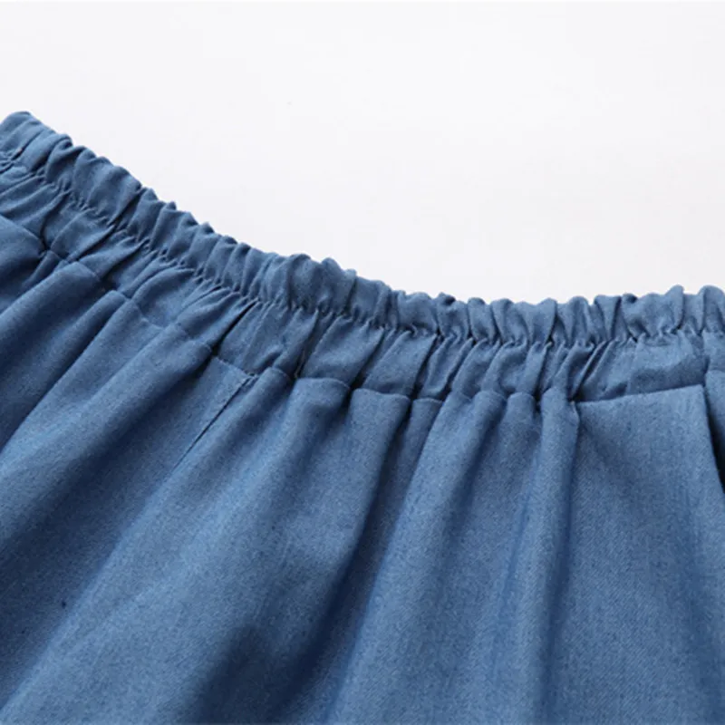 BornToGirl Summer Casual Jeans Knee-Length Wide Leg For Women Thin-Section Denim Pants |