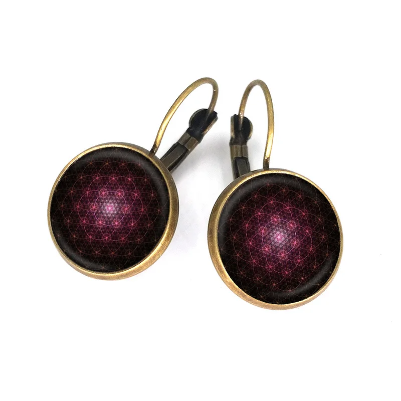 3 пары/Лот Оптовая продажа стеклянные серьги кабошон цветок жизни Ом Символ