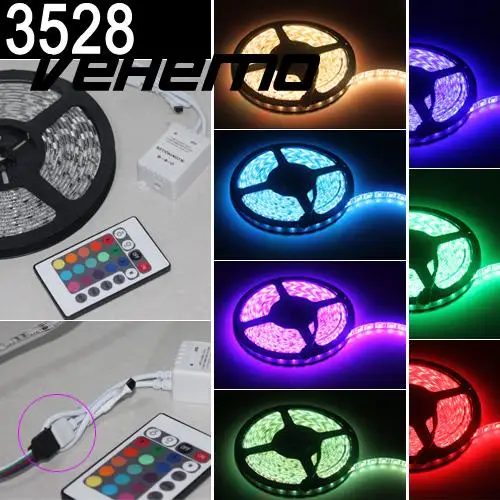 Vehemo 3528 300 светодиодный Светодиодный s RGB светильник полоса stips 24Key ИК пульт
