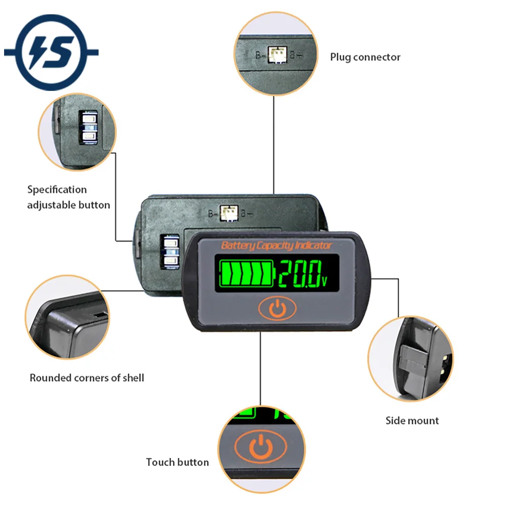 LY7S 7.4V/12V Adjustable LCD Car Lead-Acid Lithium Battery Voltmeter Voltage Tester Touch-Type Capacity Indicator | Электронные