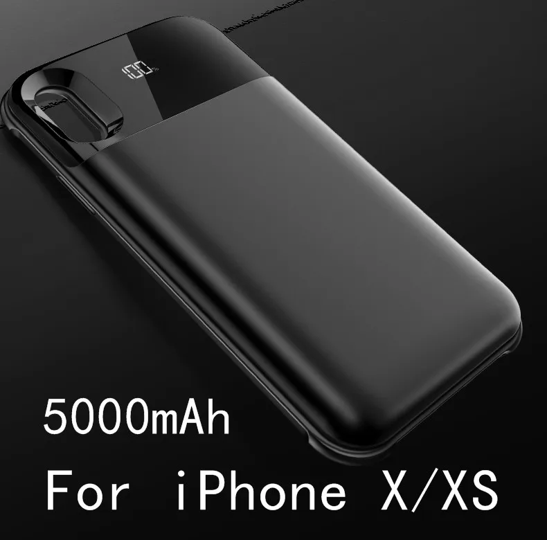 For iPhone XS-Black Умный чехол для зарядного устройства с цифровым дисплеем для IPhone X XS Max, чехол для iPhone X R - Цвет: For iPhone XS-Black