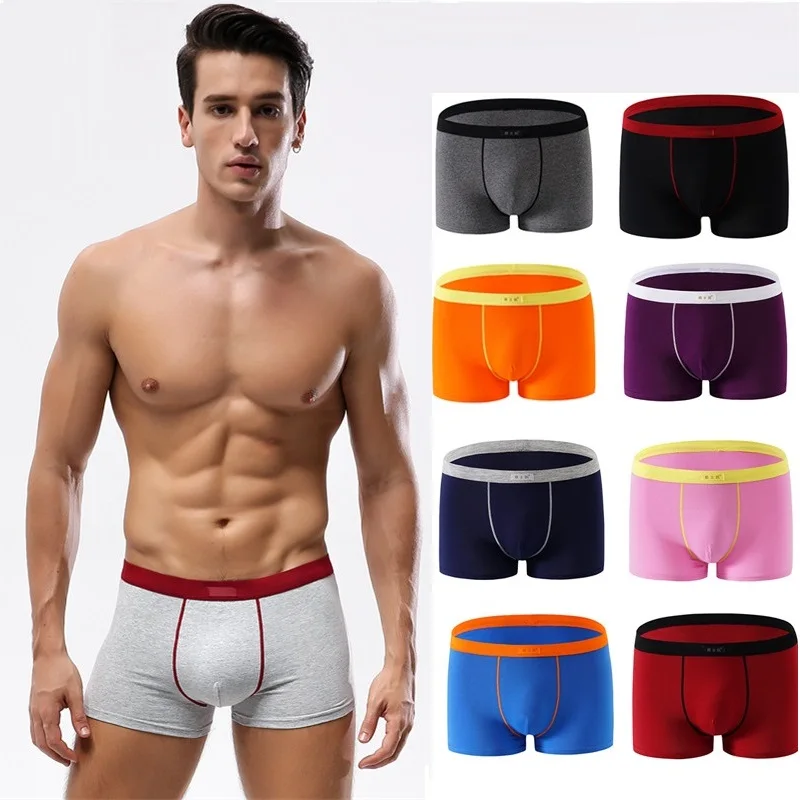 Мужские боксеры хлопок 3 шт./лот нижнее белье однотонные Короткие трусы мягкие и