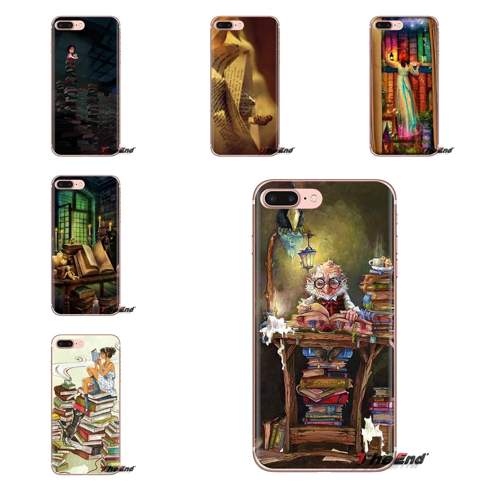 For iPod Touch Apple iPhone 4 4S 5 5S SE 5C 6 6S 7 8 X XR XS Plus MAX Soft Transparent Cases Covers Happy Reading Art Pattern |