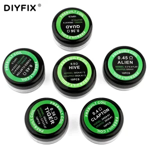 10 шт.кор. A1 предварительно собранная спираль Tiger четвёрка HIVE сплавленные спирали Alien Clapton нагревательная проволока готовая намотка RDA атомайзер для электронной сигареты