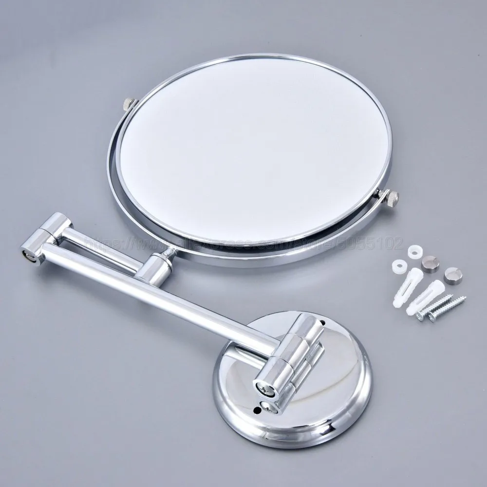 Хромированное круглое удлиняющее косметическое настенное зеркало для макияжа