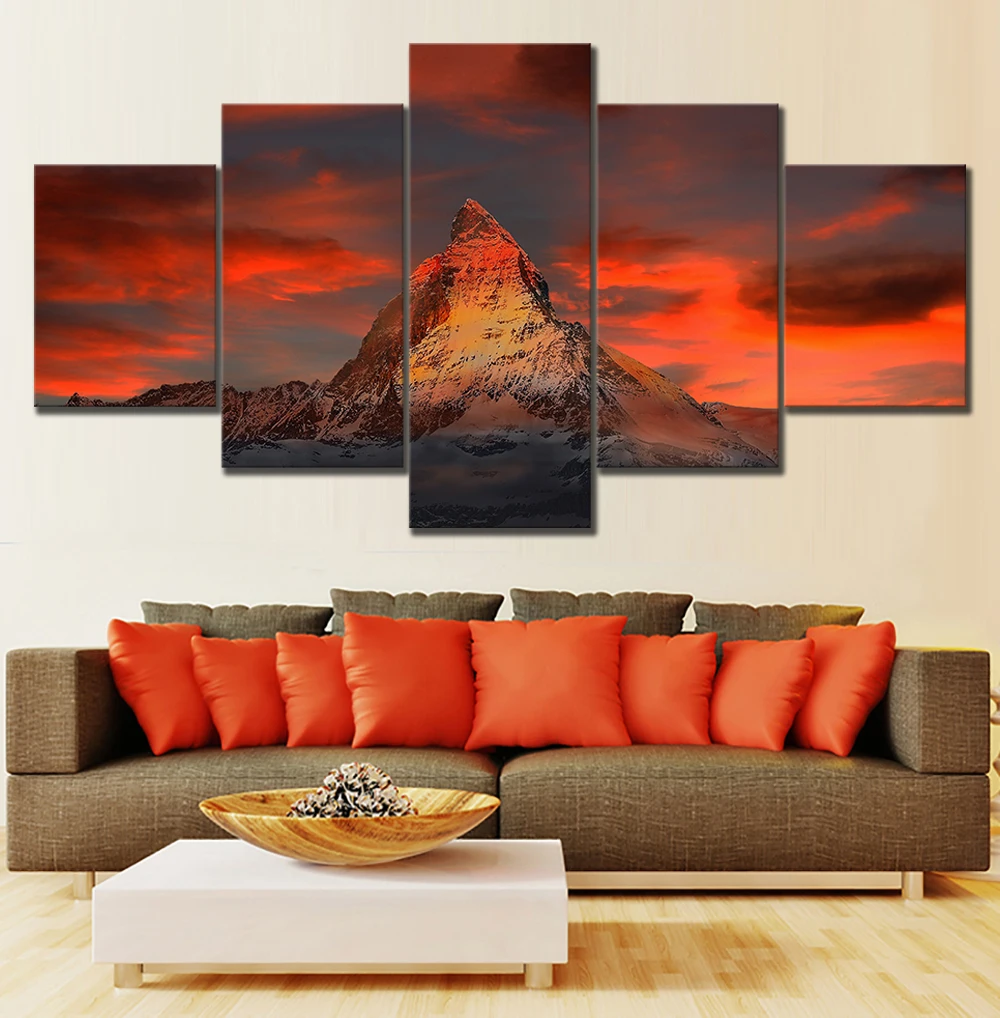 Домашний декор картины на холсте 5 панелей Швейцария Zermatt Matterhorn пейзаж настенные