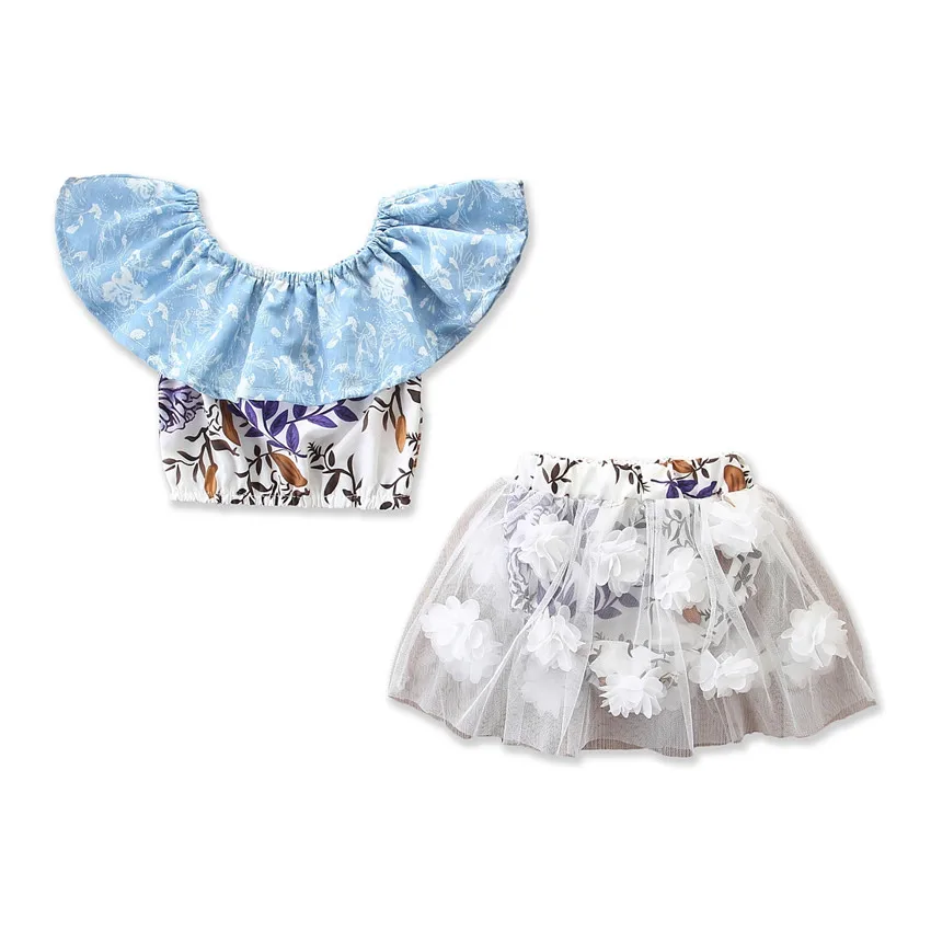 Одежда для маленьких девочек топы с оборками и открытыми плечами платье шорты