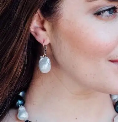 &gt&gt&gt&gtnoble jewelry Freshwater Baroque Pearl Drop Earrings in Sterling Silver Leverback | Украшения и аксессуары