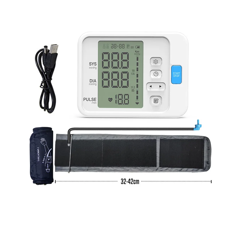 32-42cm and 6V USB BOXYM Автоматический цифровой монитор артериального давления на руку Сфигмоманометр ЖКД верхний BPM запонки для тонометра пульсометр забота о здоровье - Цвет: 32-42cm and 6V USB