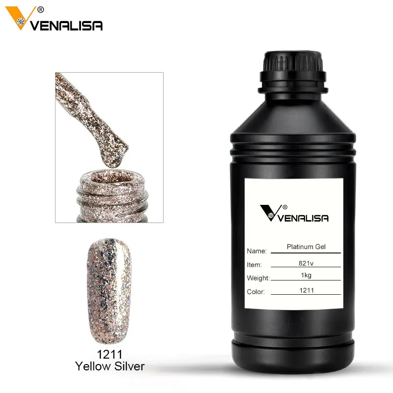 Venalisa 1000 г замачивающий Гель-лак платины Ge led uv не протирает долговечный Блестящий цветной гель для ногтей из фольги nai - Цвет: 1211