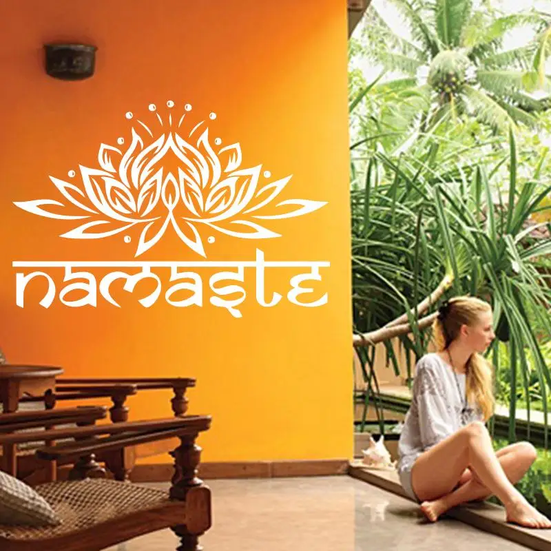 JJRUI индийские слова религия виниловая наклейка на стену Спальня цветок лотоса