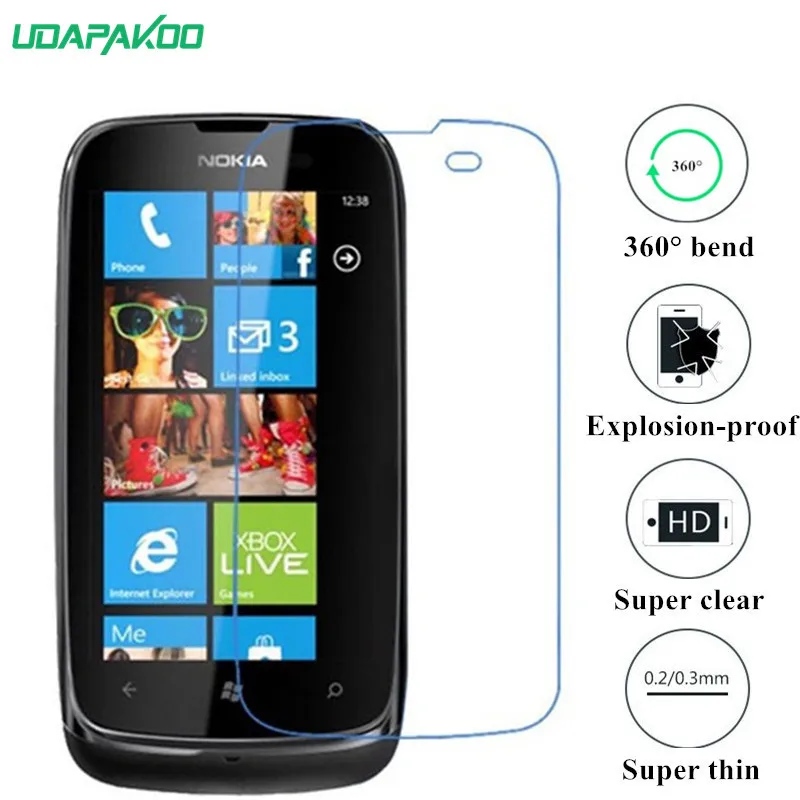 Udapakoo прозрачная закаленная (мягкое стекло) пленка для Nokia Lumia 610 N610 нано