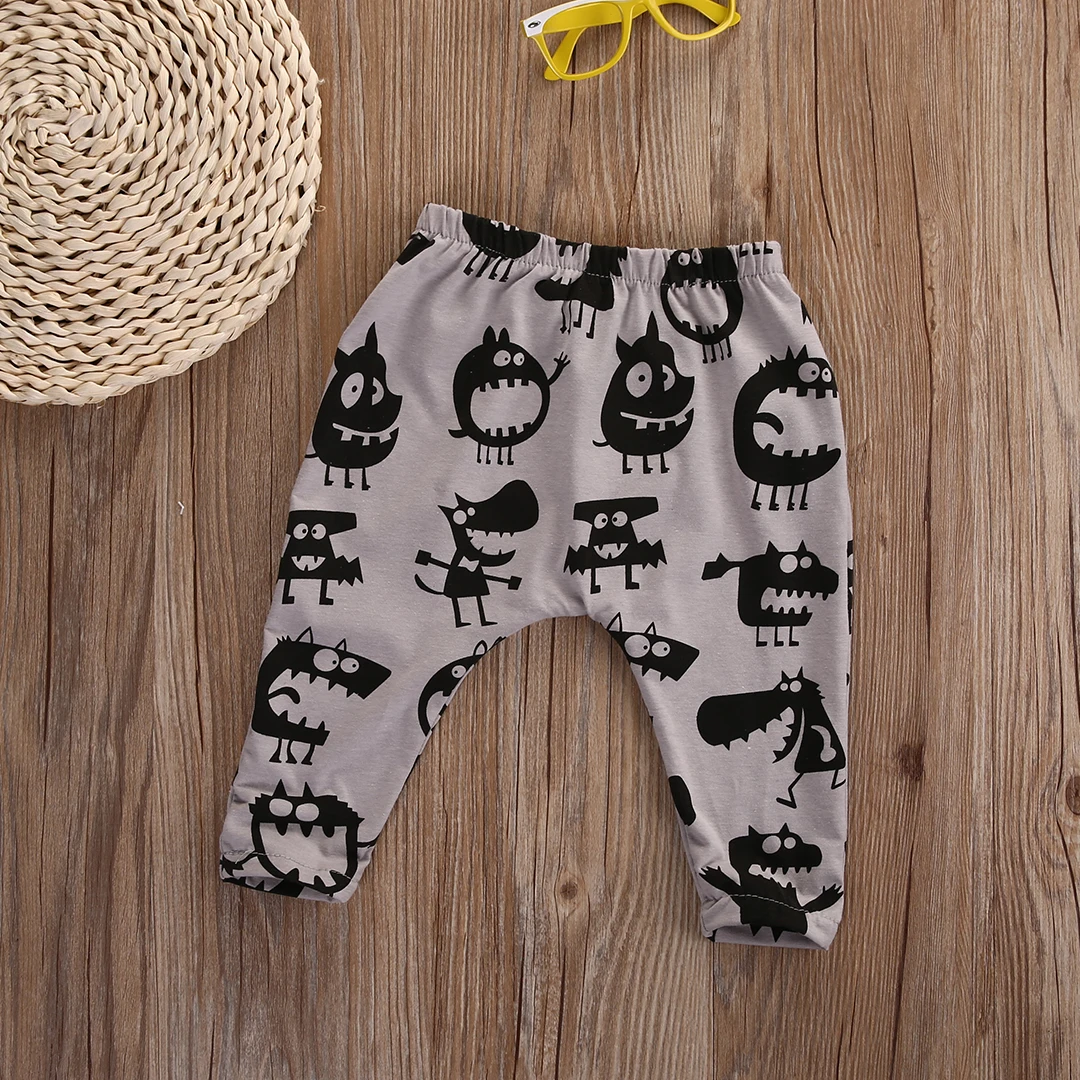Kids Toddler Baby Boy Monster Print Harem Pants Trousers Bottom Leggings 0-3Y |