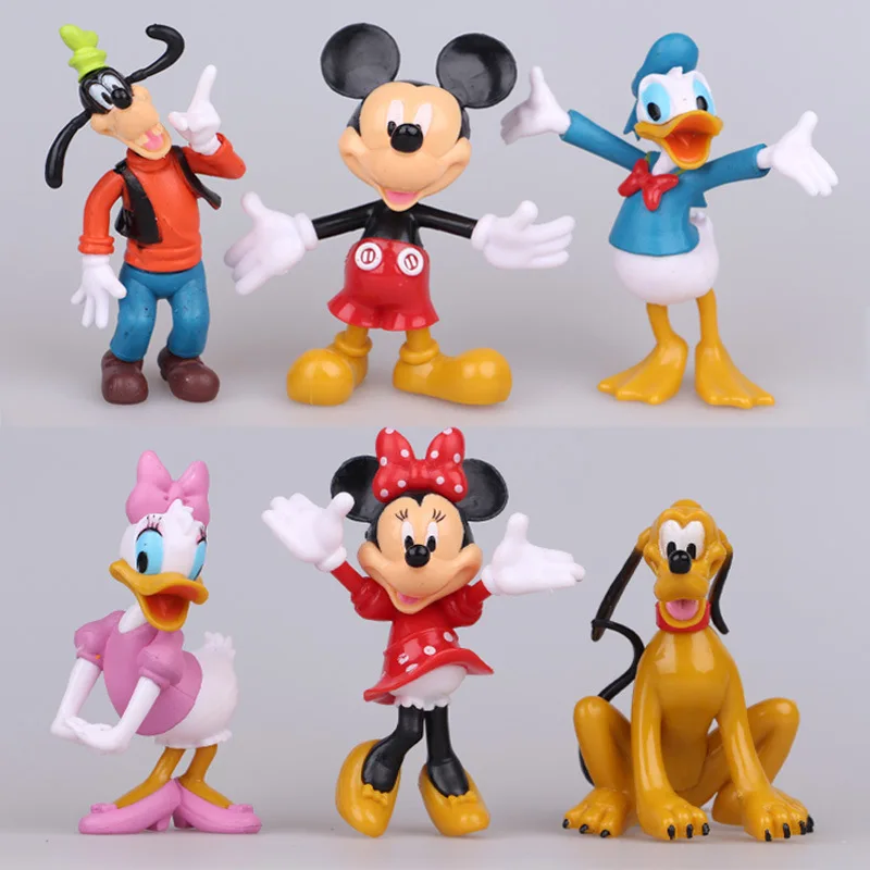 Disney игрушки 6 шт./компл. 10 см Микки и Минни Маус Мышь Дональд Дак Плутон Гуфи из ПВХ