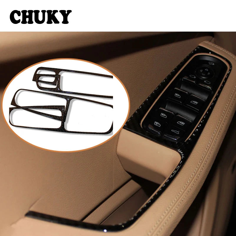 

CHUKY Carbon Fiber Window Glass Llift Switch Panel Decorative Frame Stickers For Porsche Macan 2015 2016 2017 2018 Accessories