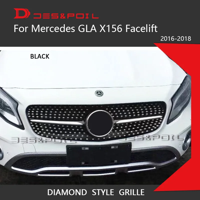 Новый Алмазный гриль для Mercedes GLA Class X156 Facelift черный серебристый передний бампер