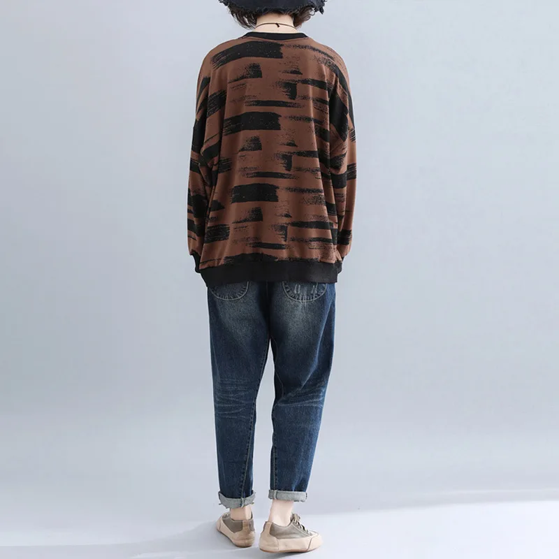 Большой размер 5XL Harajuku свободная полосатая осенняя куртка Женская толстовка