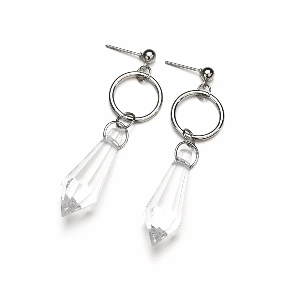 MESTILO Korean Fashion Transparent Crystal Water Drop Dangle Earrings For Women Bullet Shape Long Jewelry | Украшения и