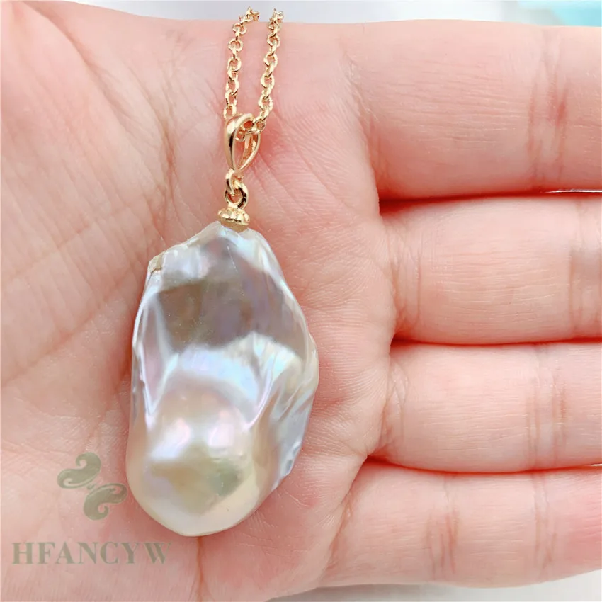 

21-35mm White Baroque Pearl Pendant 18 inches Necklace Luxury DIY light accessories