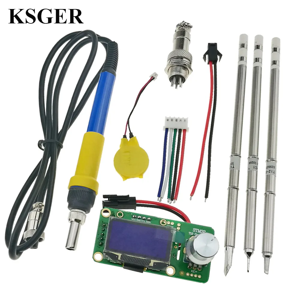 KSGER T12 DIY паяльная станция наборы OLED STM32 V2.1S припой советы сварочные инструменты Нержавеющая сталь FX9501 Алюминий ручка - Цвет: Sets 3