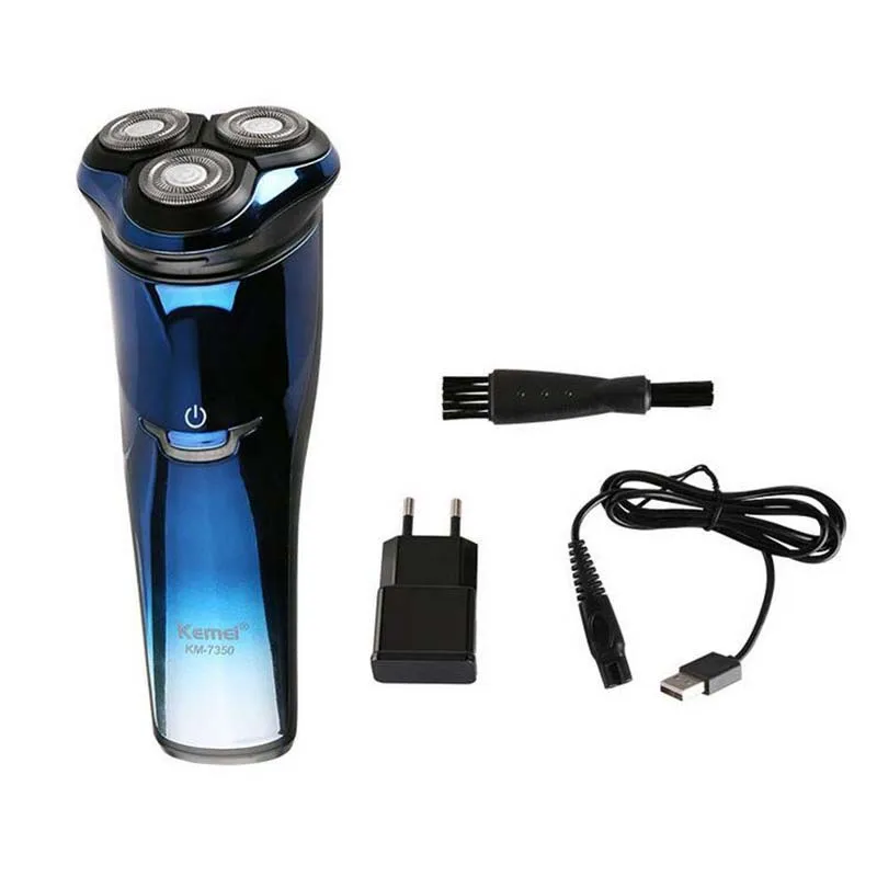 Kemei KM 7350 3D электробритва с тройной плавающей головкой лезвия бритвенная