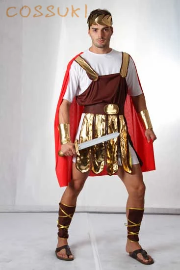 

Free Shipping! Halloween Red Cool Adult Men Ancient Rome Warrior Cosplay Costume For Stage Performance Or Masquerade Party