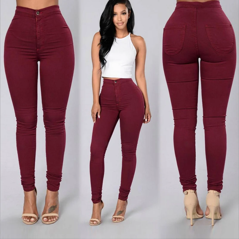 2019 длинные штаны для женщин милый цвет высокая талия одноцветные новинка