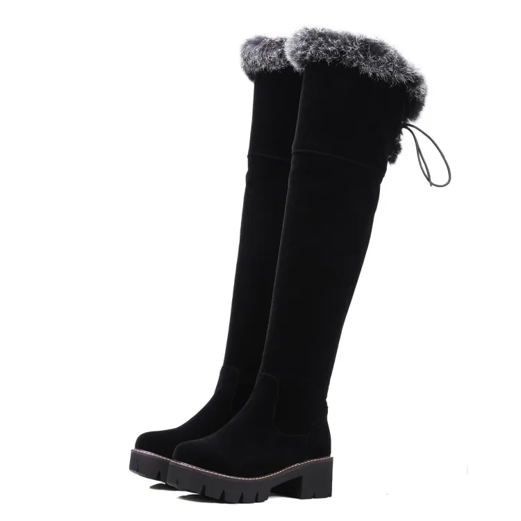 Г., Botas Mujer, большие размеры 34-43, брендовые Дизайнерские Сапоги выше колена на толстой подошве, на платформе, облегающие, длинные, зимние, Осенние, X81-6