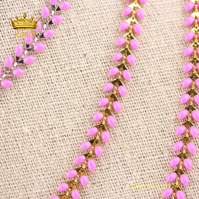 5 метров шеврон эмалированные цепочки фурнитура оптом розовые бусины четки цепи
